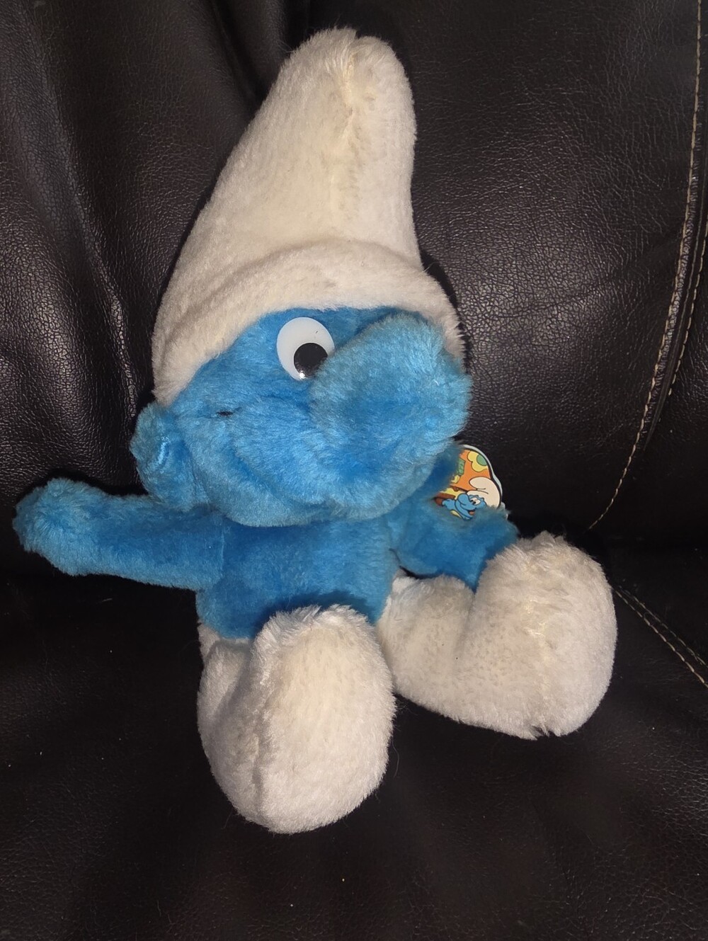 Vintage 1980 Smurf Plush Stuffed Animal Bean  Wallace Berrie Peyo 7"